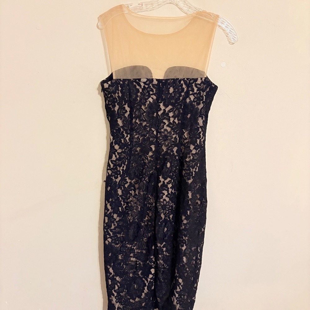 Bailey 44 Vivian Black Lace Illusion Neckline Sheath Dress Sleeveless Cocktail 6 - Picture 6 of 16